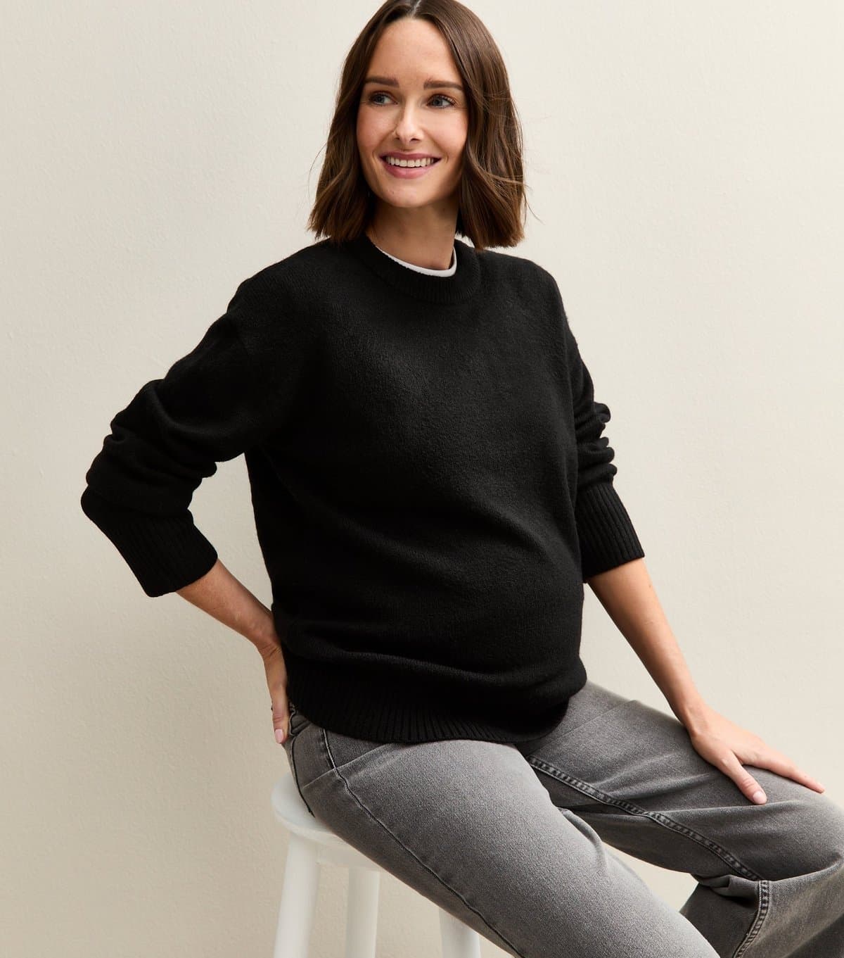 New Look Women's Maternity Black Crew Neck Jumper New Look