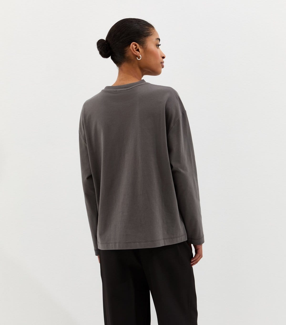 New Look Women's Dark Grey Heavyweight Cotton Long Sleeve T-Shirt New Look - 4