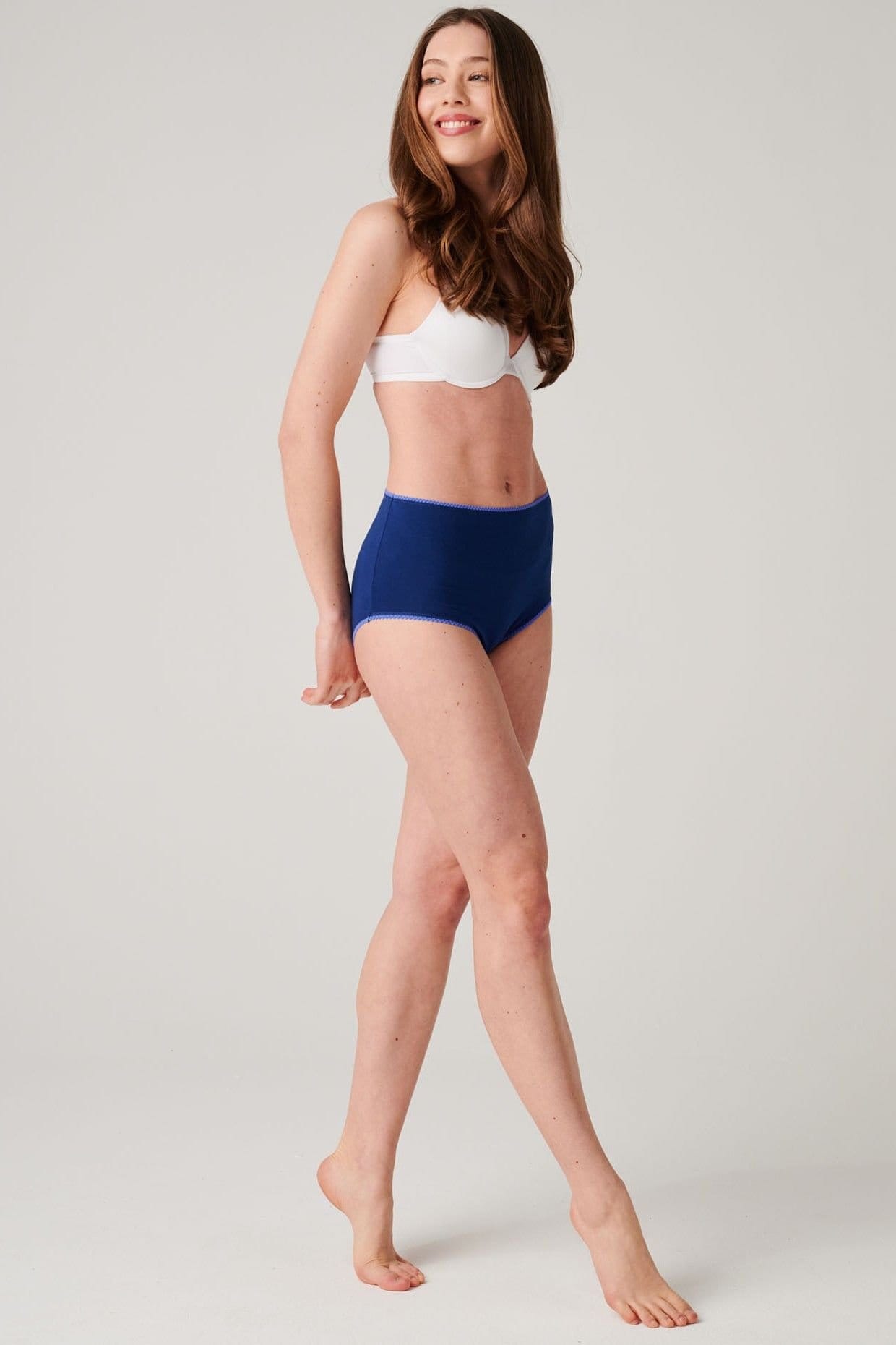 British Boxers British Boxers Women's Pack of Three "Citron Blue" Cotton Full Briefs - 4