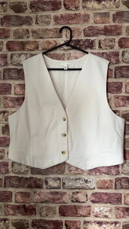 H&M H&M Tailored White Linen Style Waistcoat Size XL Great Condition