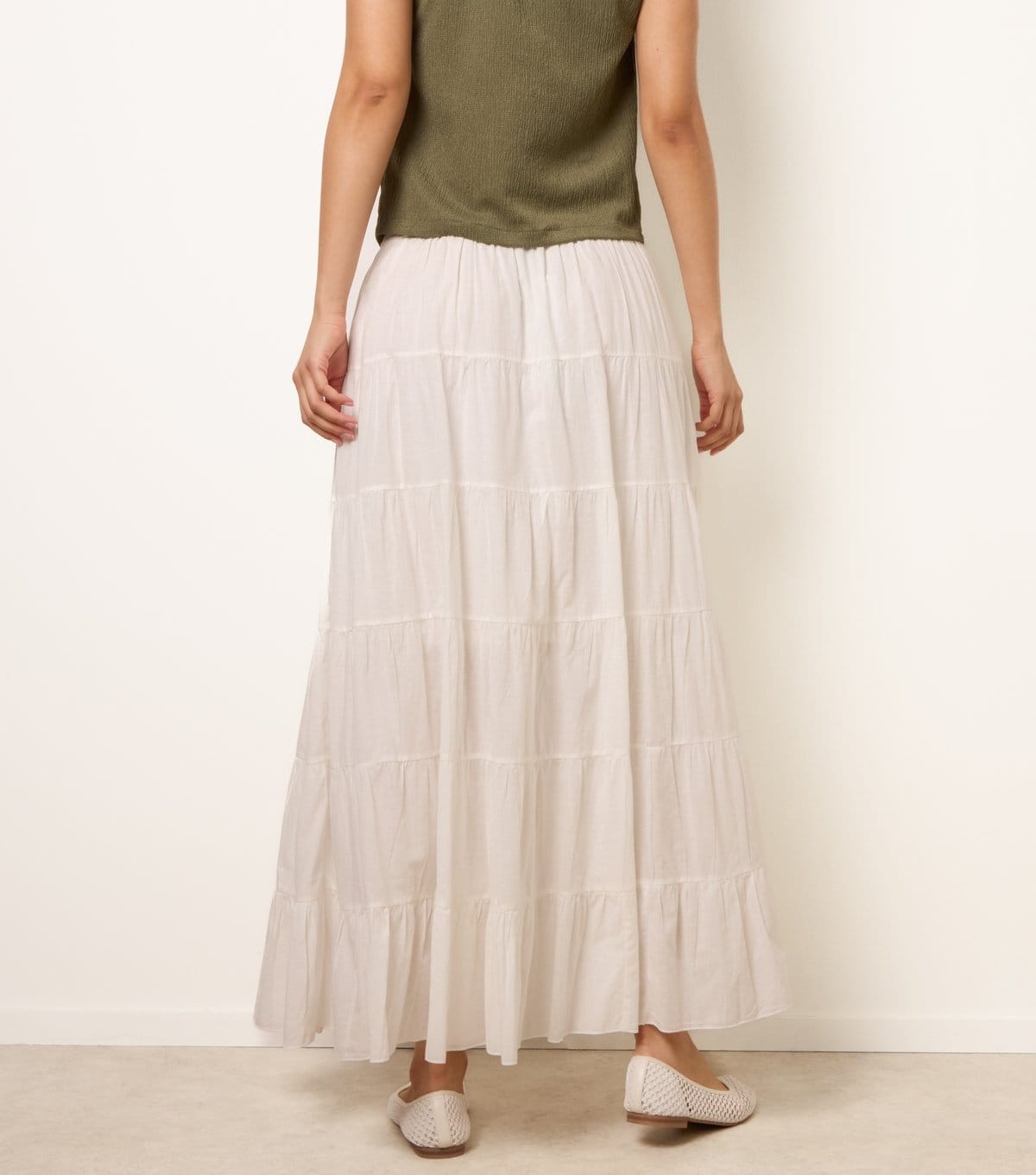 Blue Vanilla Women's Off White Jersey Waistband Tiered Skirt Blue Vanilla New Look - 4