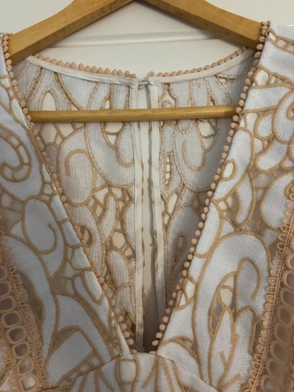 ASOS Bnwt ASOS white beige embroidered boho summer dress 16 - 1