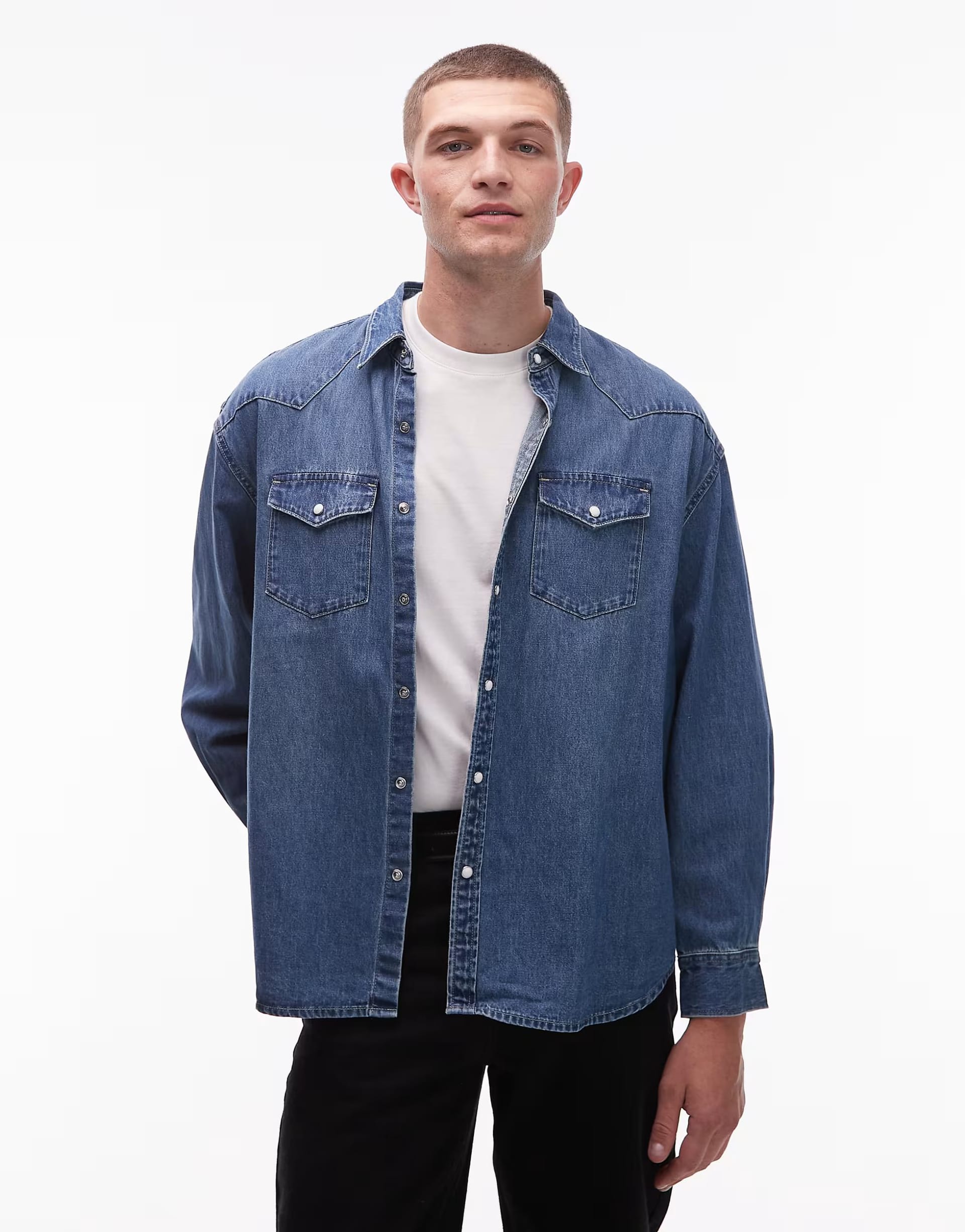 ASOS Allsaints Fenton Denim Shirt in Light Wash