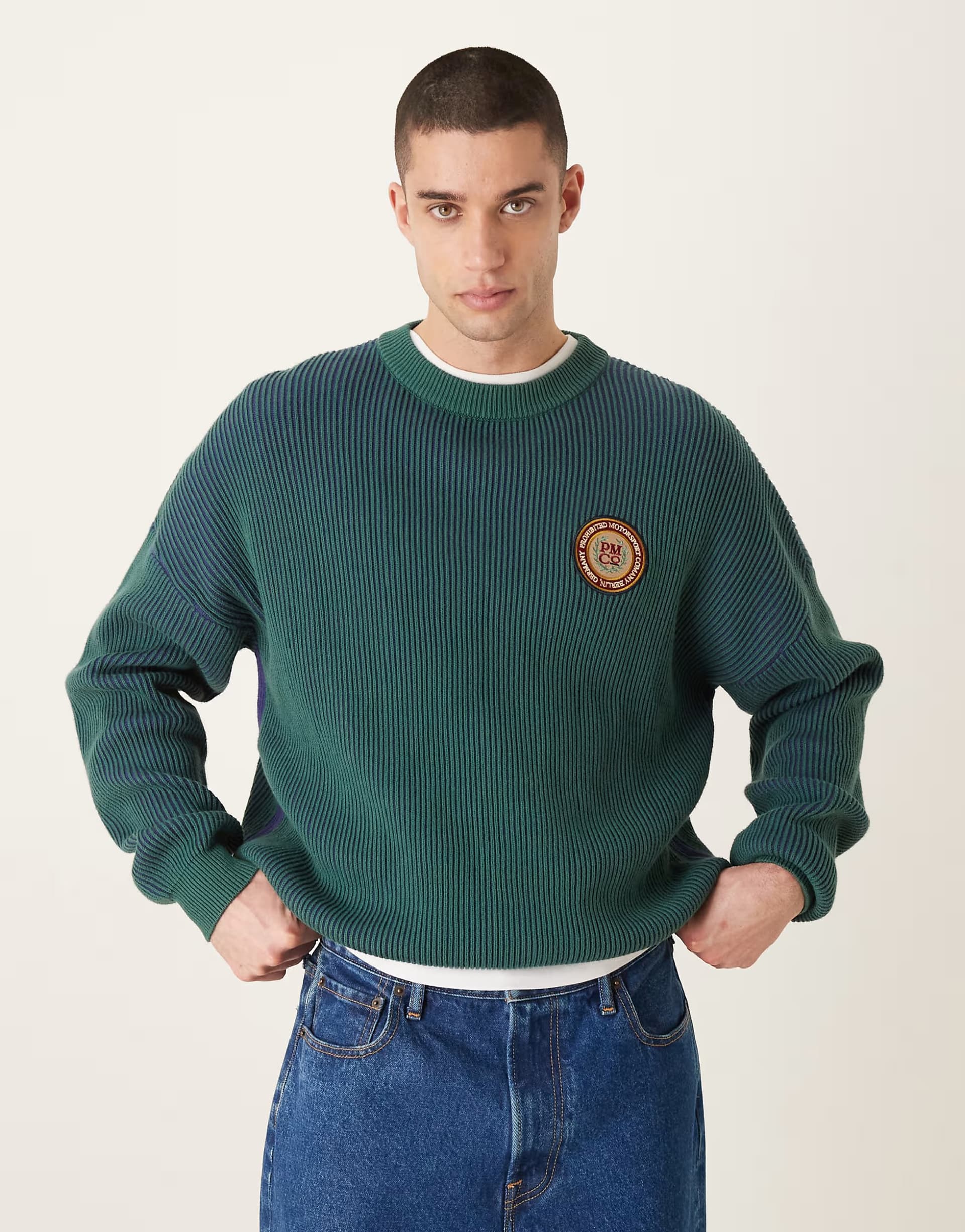 ASOS Prohibited knitted crewneck jumper in green