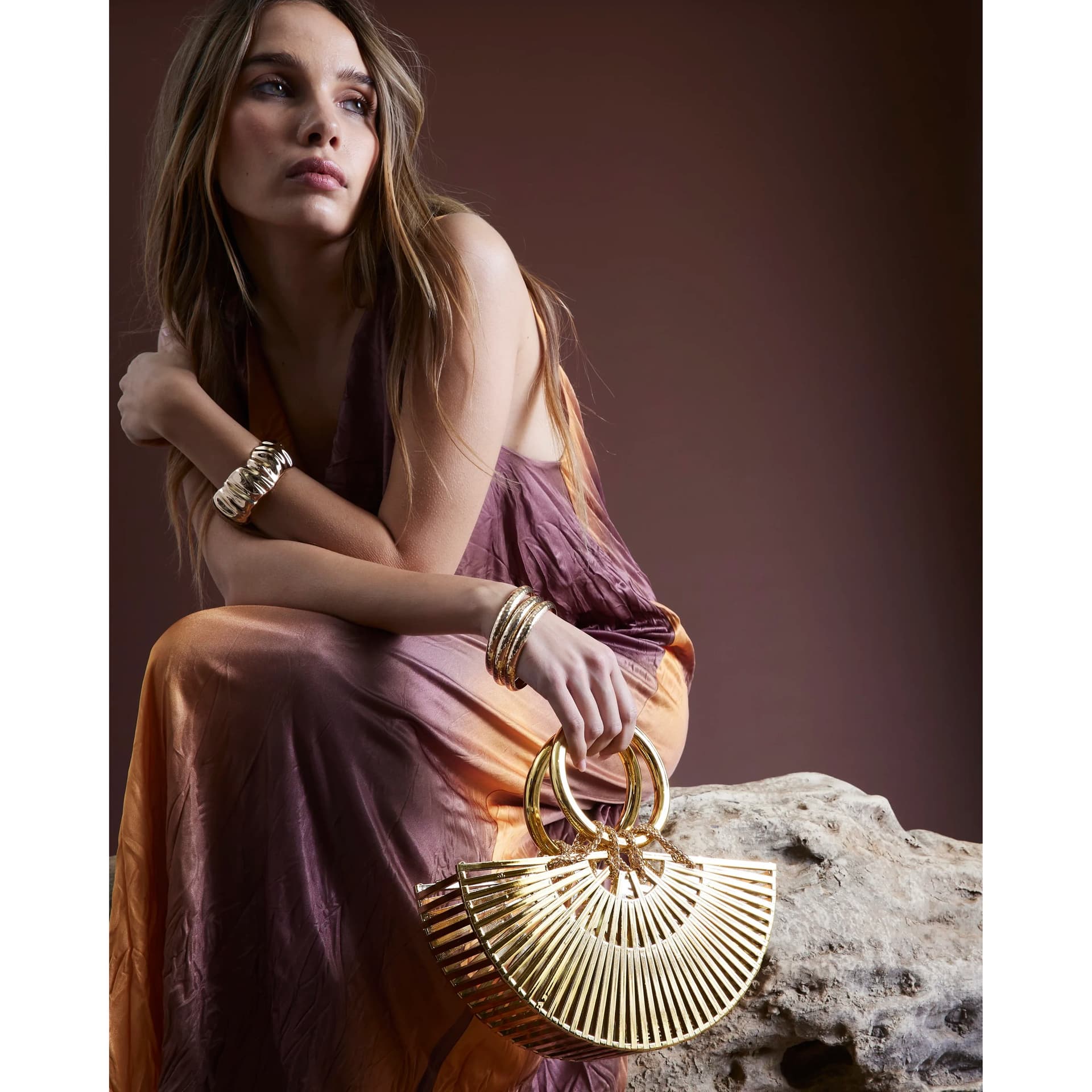 River Island River Island Womens Gold Semi Circle Ring Basket Bag