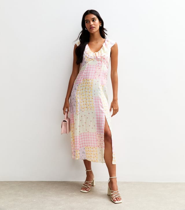 New Look Women's Multicolour Sleeveless Satin Patchwork Print Midi Dress New Look - 2