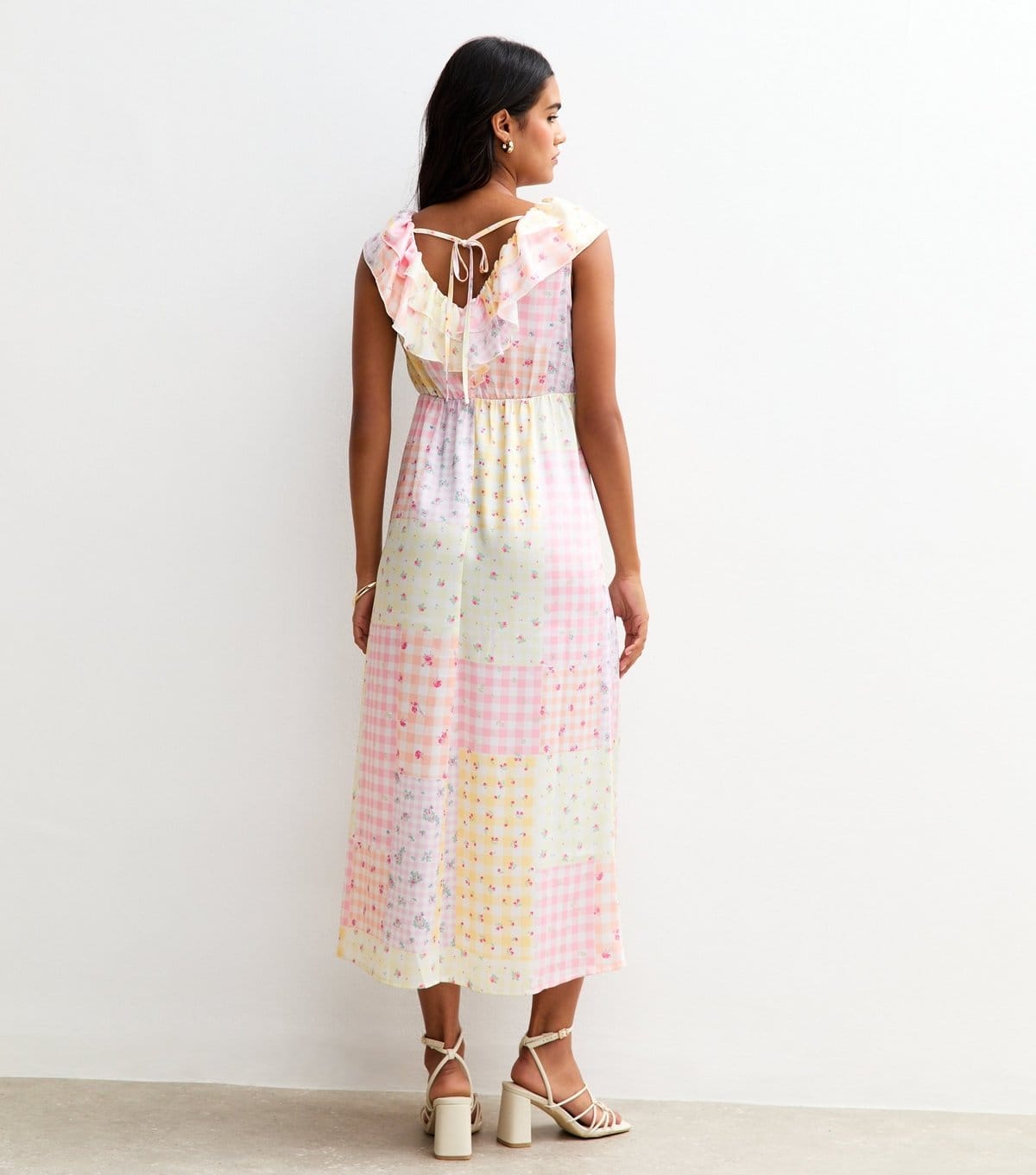 New Look Women's Multicolour Sleeveless Satin Patchwork Print Midi Dress New Look - 4