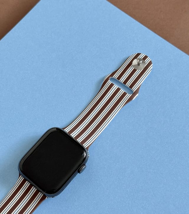 Coconut Lane Brown & Blue Striped Apple Watch Strap Coconut Lane New Look - 2