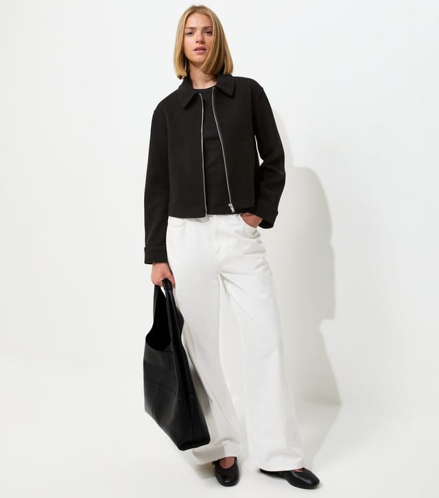 New Look Women's Black Felt Zip Through Shacket New Look - 2