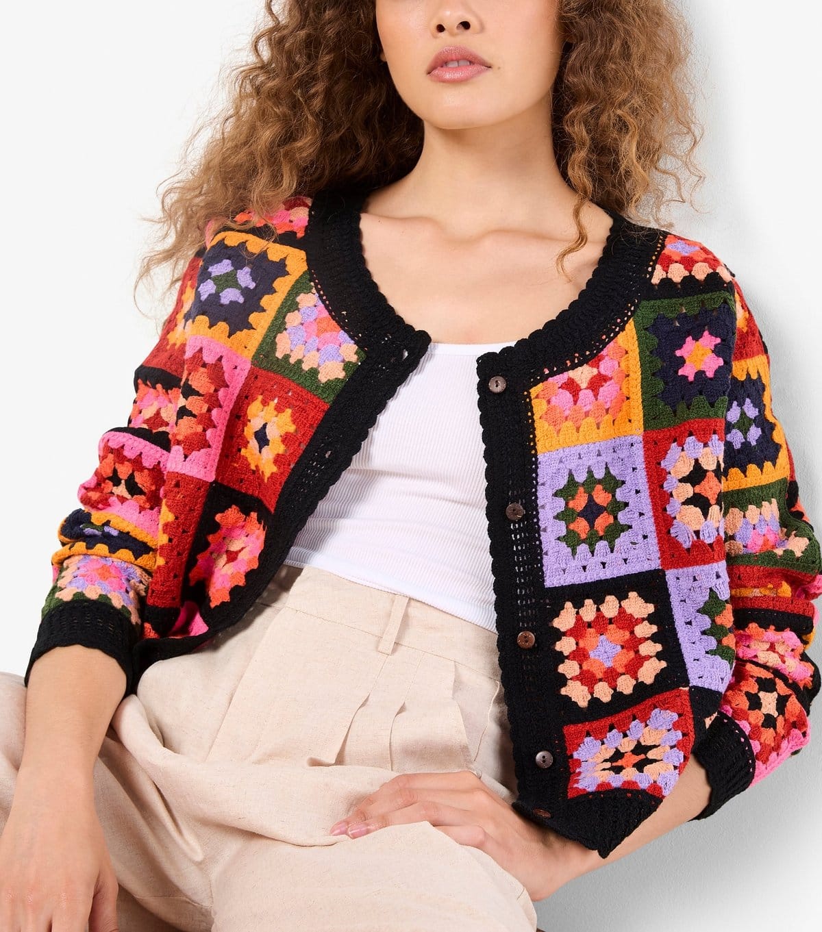Apricot Women's Black Crochet Squares Cardigan Apricot New Look - 4