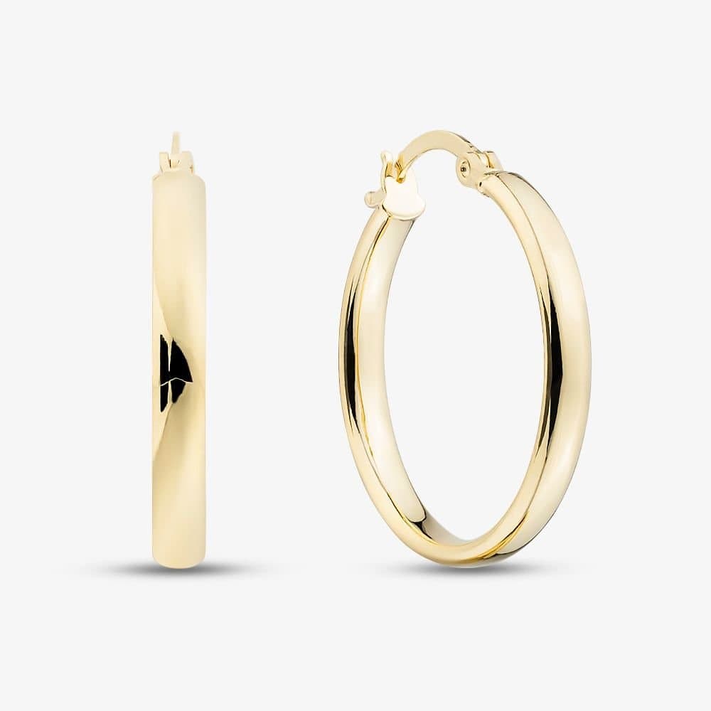 T.H.Baker T.H.Baker Women's 9ct Yellow Gold 23mm Rectangular Tube Hoop Earrings E-SLOT-320-9Y