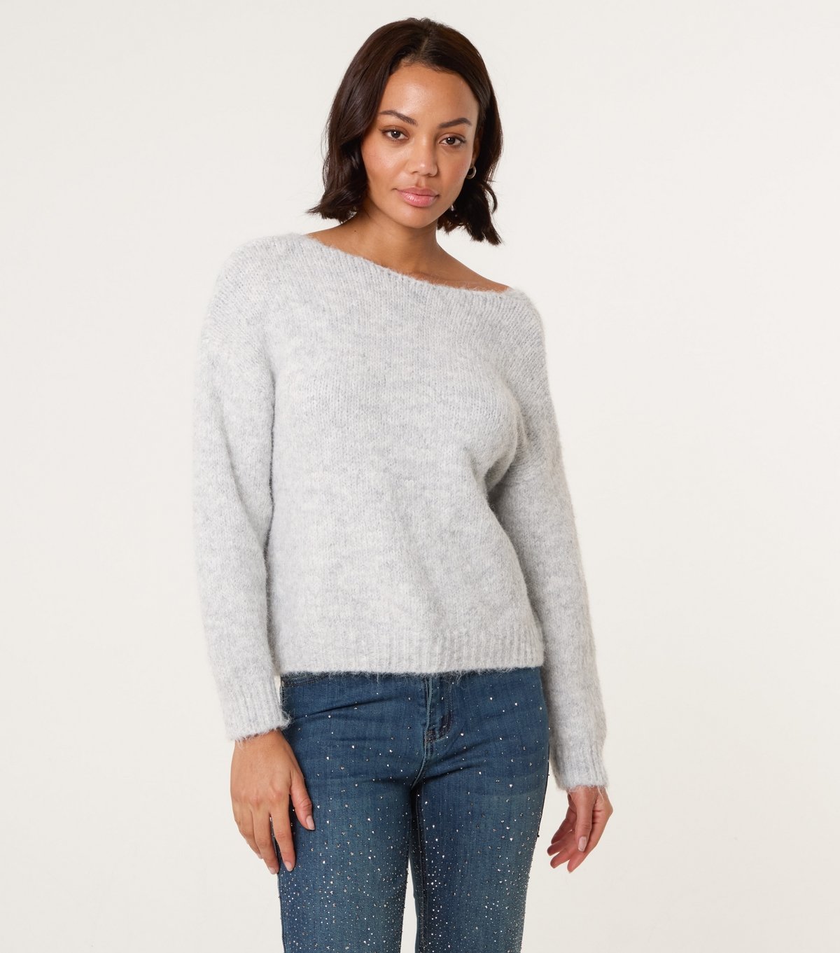 Blue Vanilla Women's Grey Bow Back Jumper Blue Vanilla New Look - 2