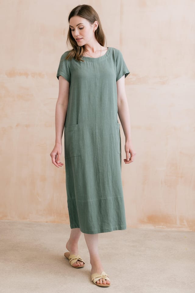 Lily & Me Lily & Me Women's Summer Breeze Linen Blend Dress in Green - 2