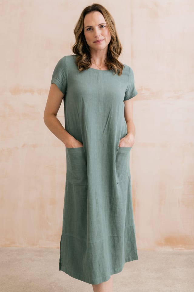 Lily & Me Lily & Me Women's Summer Breeze Linen Blend Dress in Green - 3