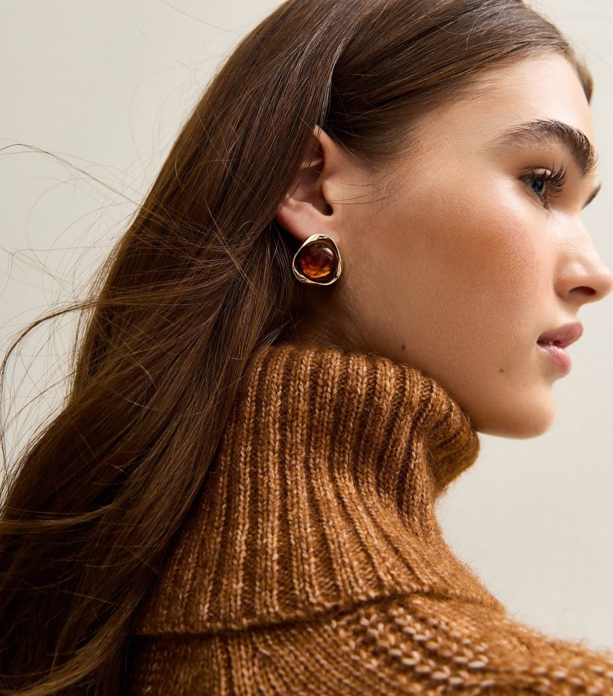 New Look Gold Tone Domed Tortoiseshell Stud Earrings New Look