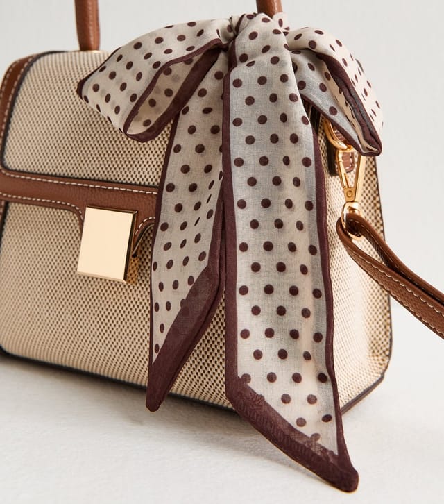 New Look Stone Canvas Scarf Top Handle Bag Vegan New Look - 3