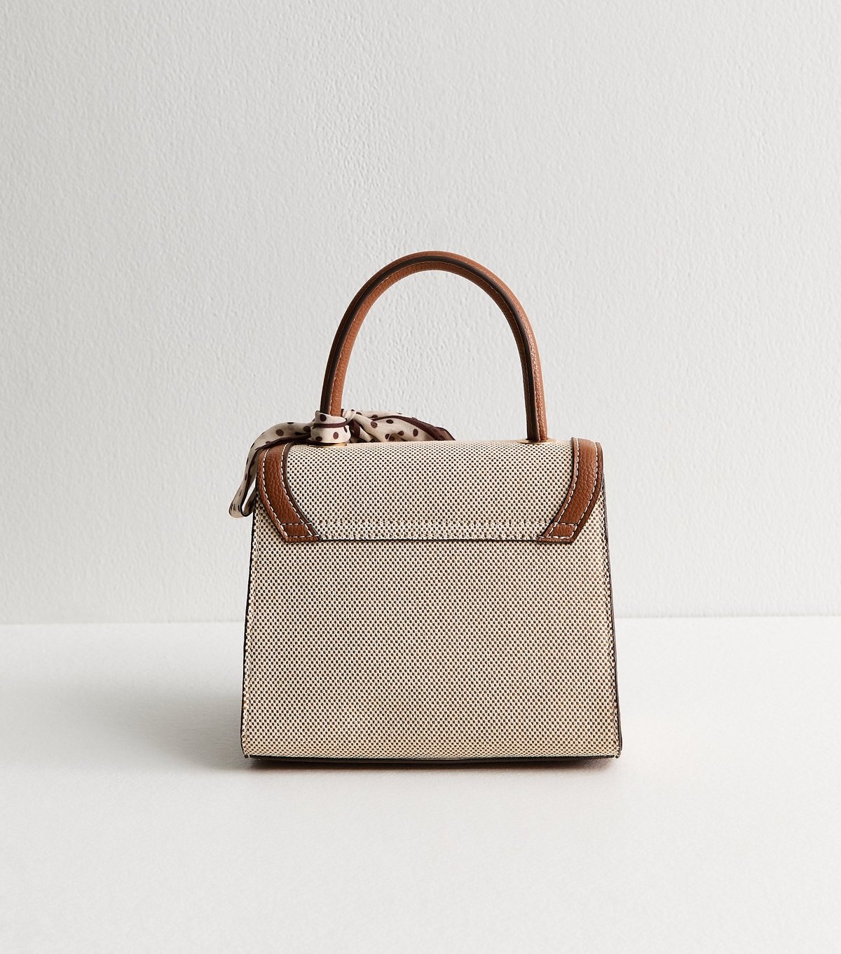 New Look Stone Canvas Scarf Top Handle Bag Vegan New Look - 4