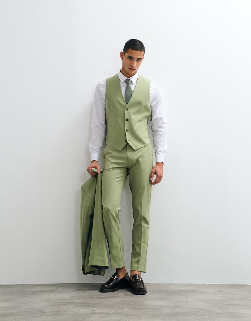 ASOS ASOS DESIGN slim suit trousers in green - 1