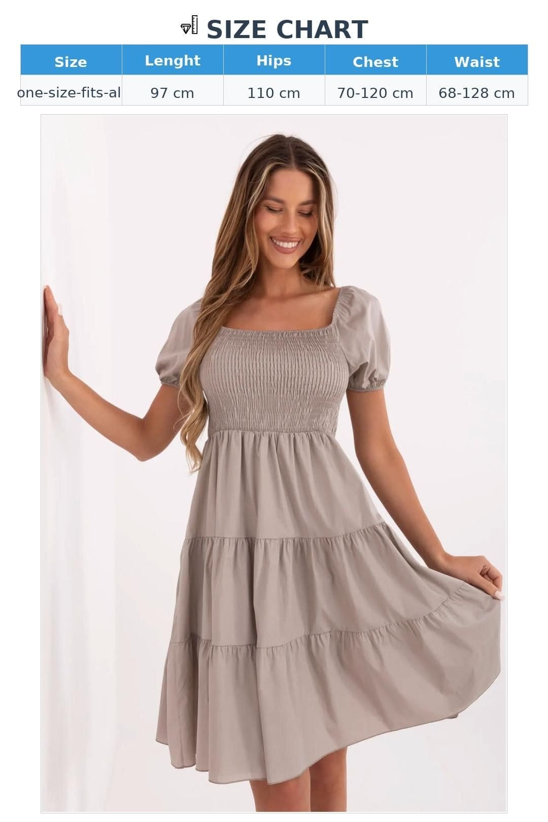 Love Lace Love Lace Women's Cotton Summer Flared Day Dress with Ruffles in Beige - 4