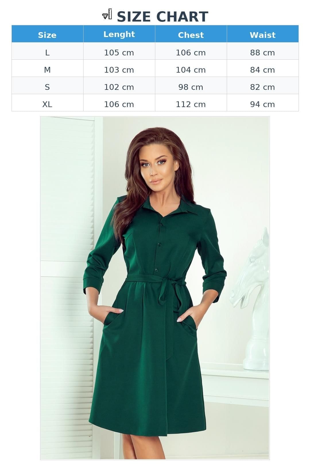 Love Lace Love Lace Women's Bottle Green Flared Shirt Dress - 4