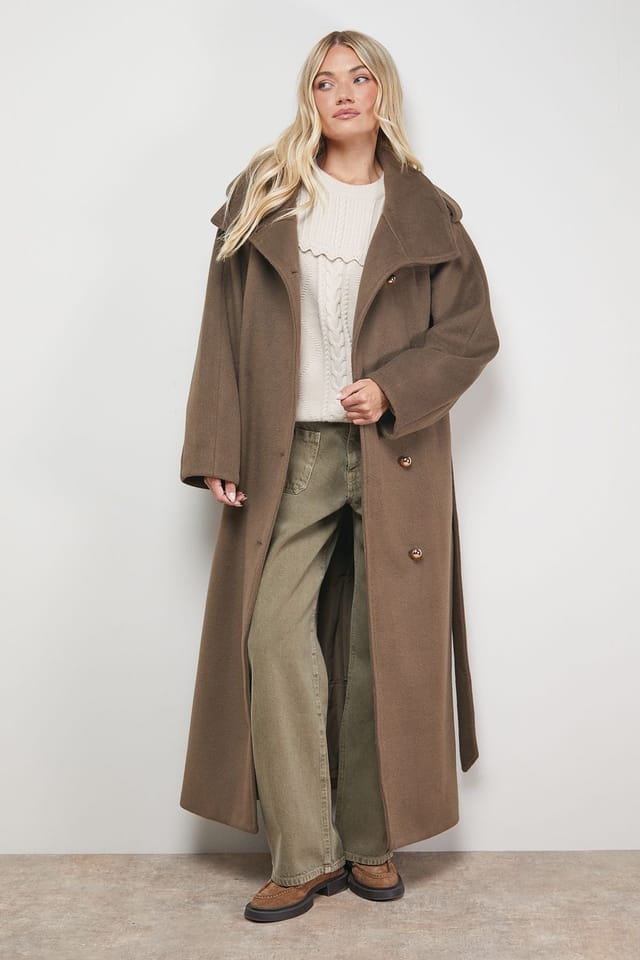 Oasis Oasis Women's Funnel Sleeve Detail Belted Coat in Mocha - 2
