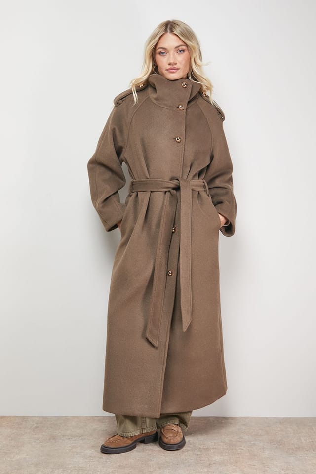 Oasis Oasis Women's Funnel Sleeve Detail Belted Coat in Mocha - 3