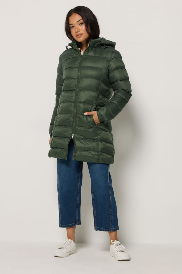 M&Co M&Co Women's Petite Padded Hooded Coat in Dark Green - 3
