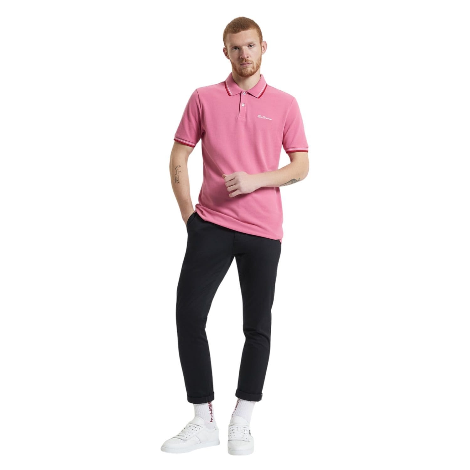 Ben Sherman Ben Sherman Men's Signature Pique Polo Shirt in Pink - 4