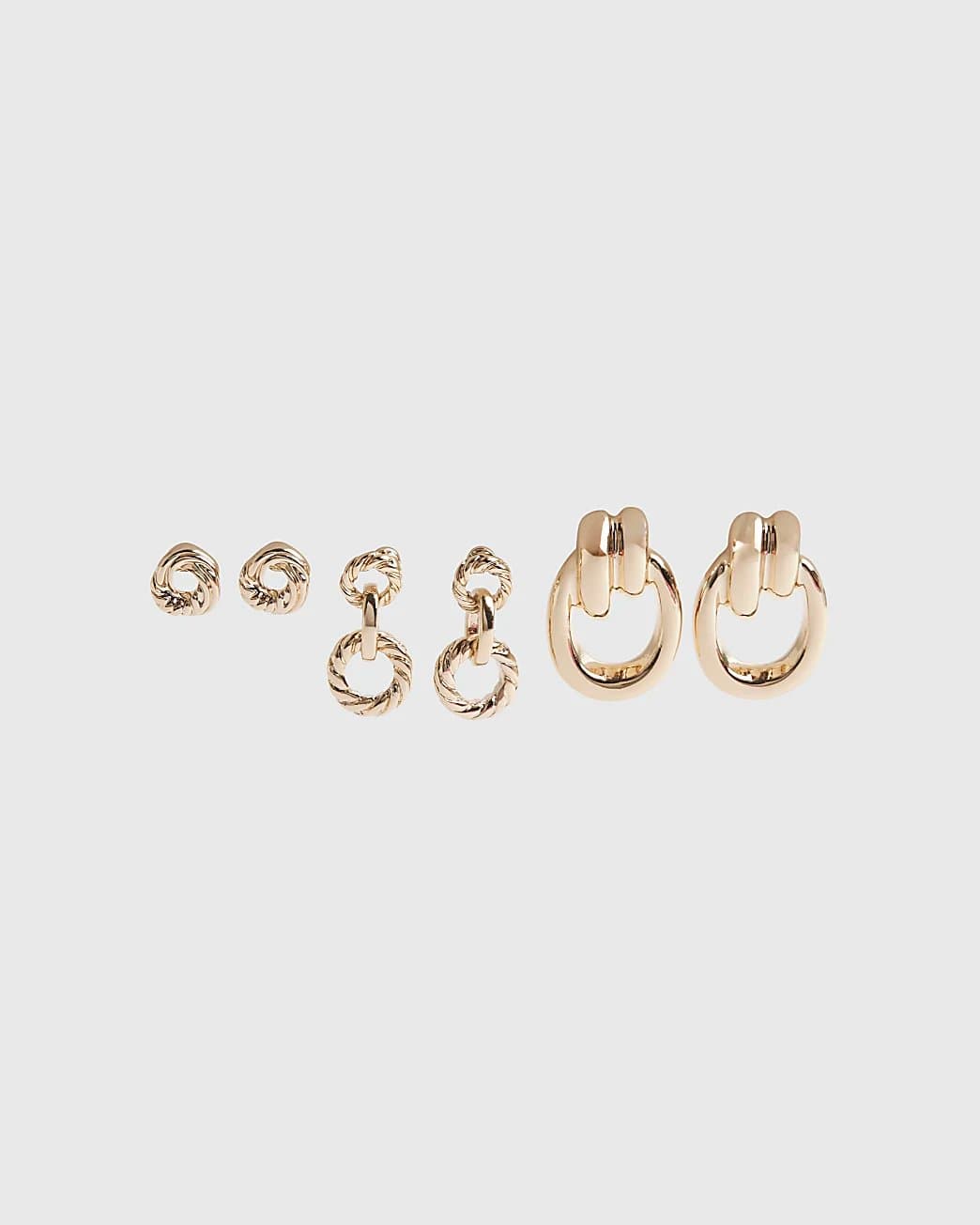 River Island River Island Womens Gold Mini Door Knocker Earrings 3 Pack