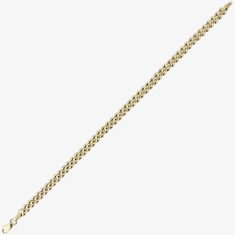 T.H.Baker T.H.Baker Women's 9ct Yellow Gold 7 Inch Hollow Three-Row Bead Bracelet CN970-07