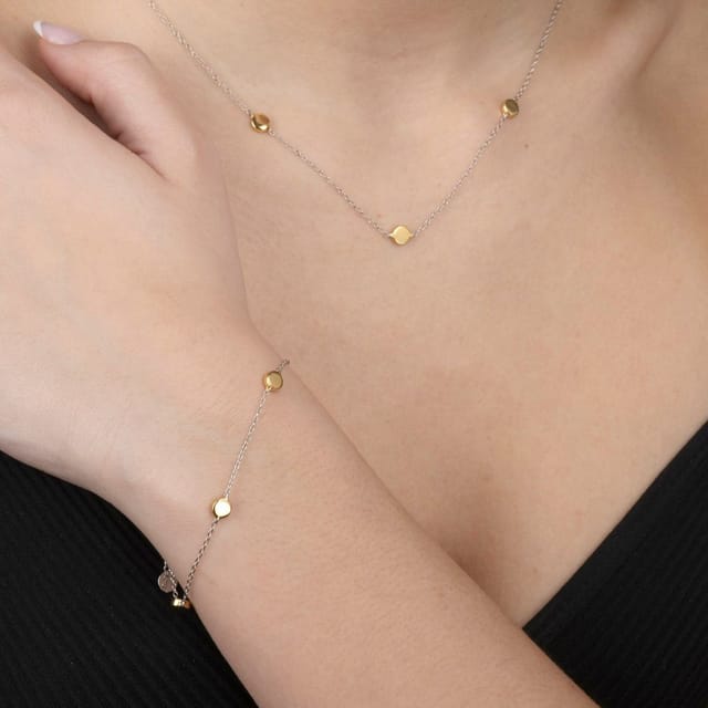 Gold Trip Gold Trip Women's Two Tone Silver Disc Charm Bracelet - 2