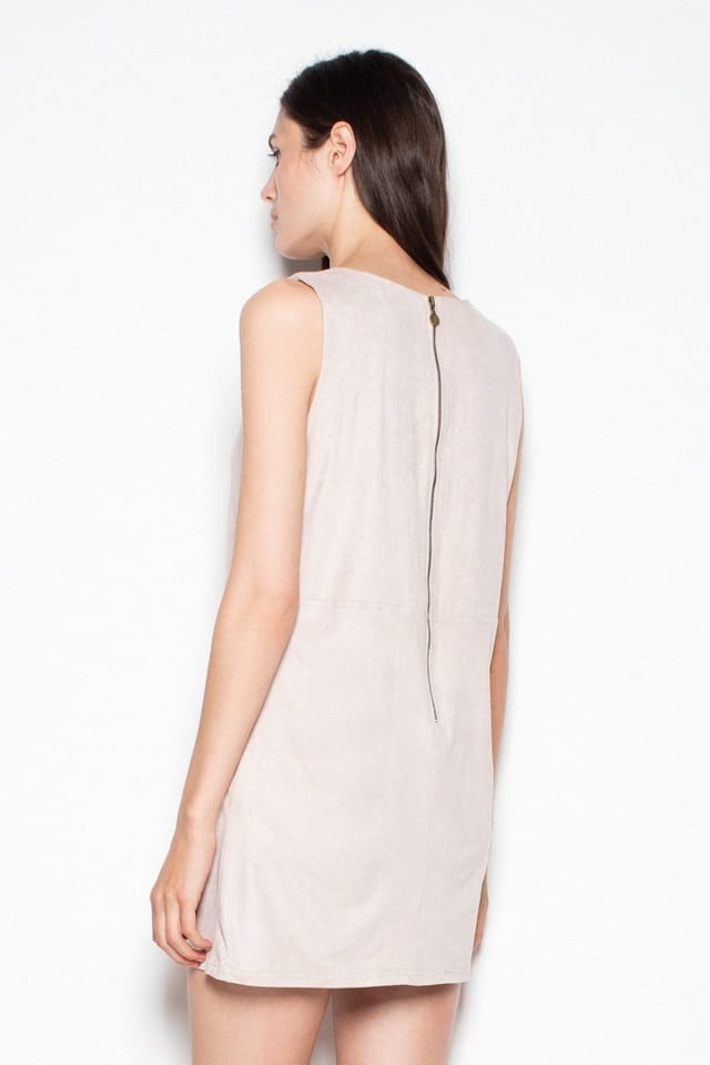 Love Lace Love Lace Women's Suede Look Soft Day Dress with Back Zip in Beige - 3