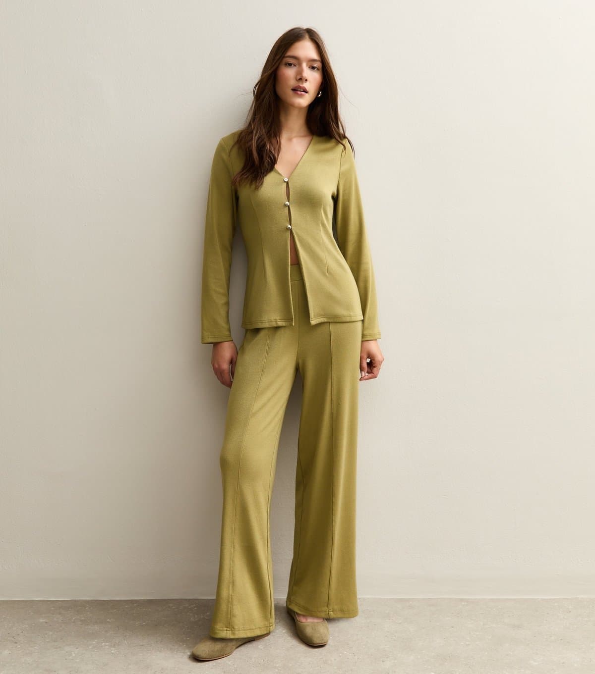 New Look Women's Dark Khaki Soft Touch Longline Cardigan New Look