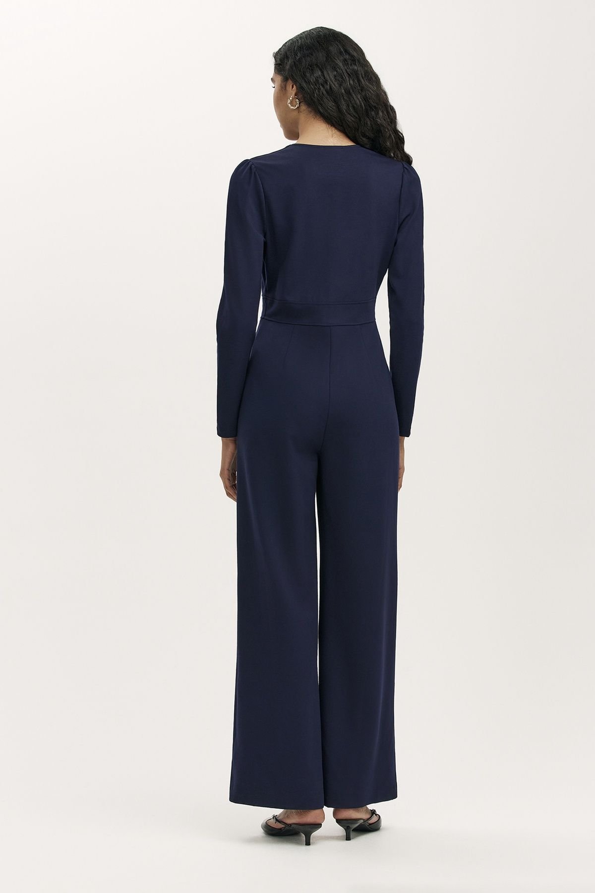 Finery London Finery London Women's Melly Ponte Jersey V Neck Jumpsuit in Dark Navy - 3