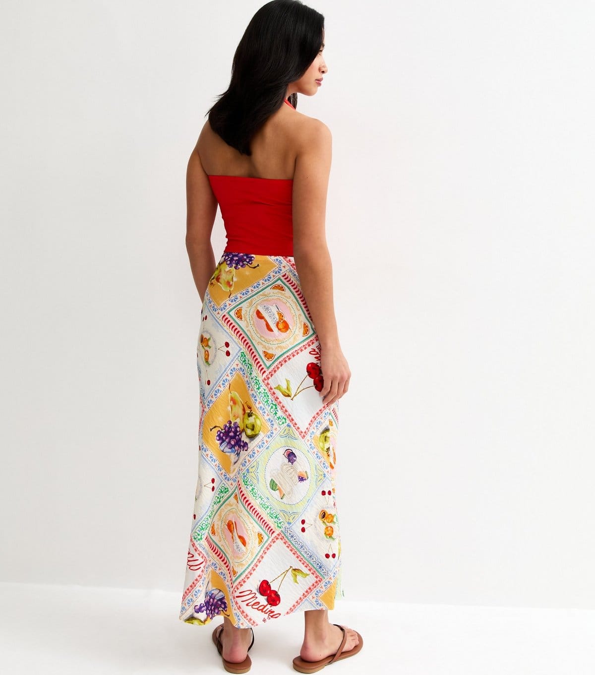 New Look Women's Petite Multicolour Still Life Print Bias Cut Midi Skirt New Look - 4