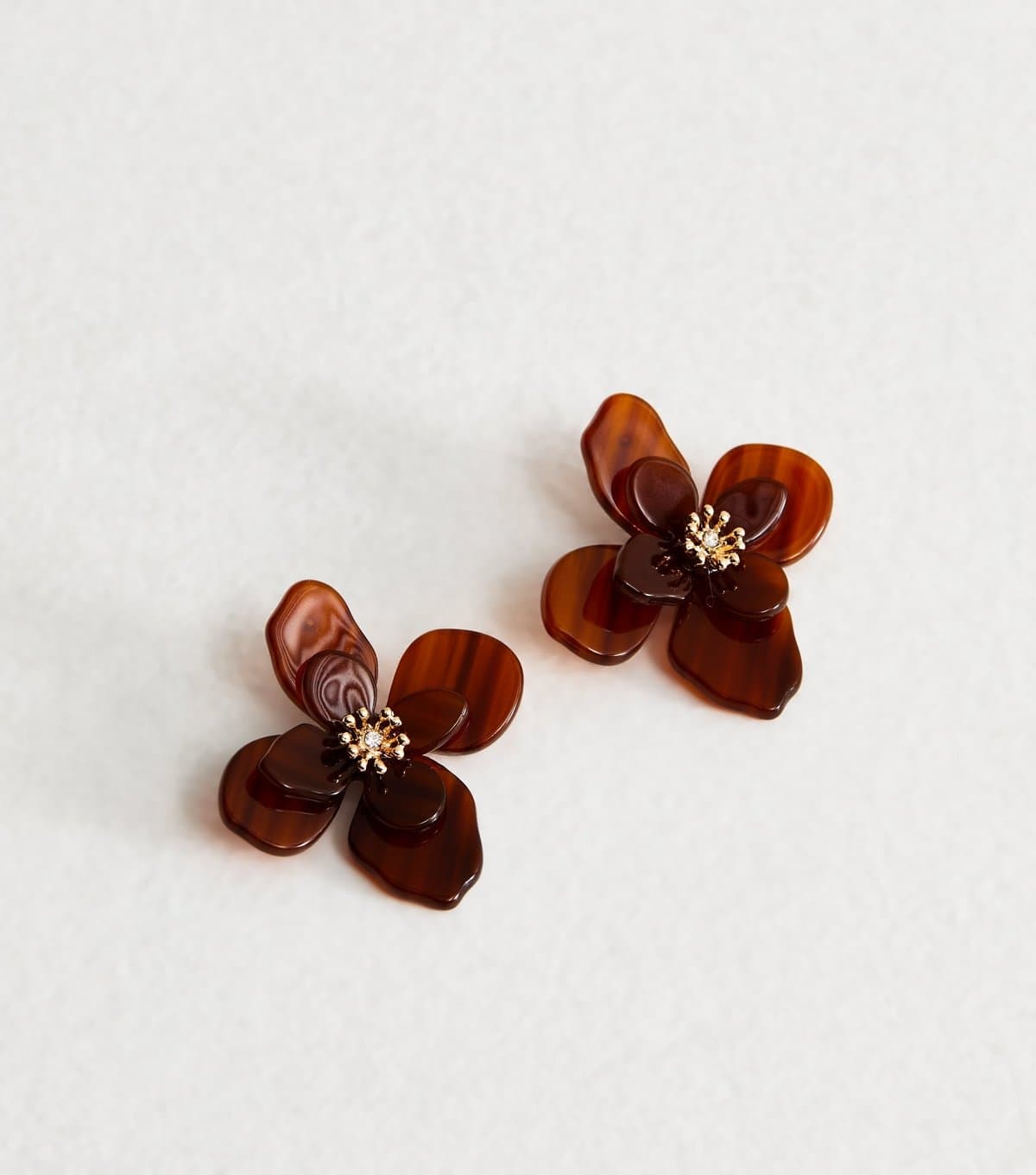 New Look New Look Large Dark Brown Flower Stud Earrings