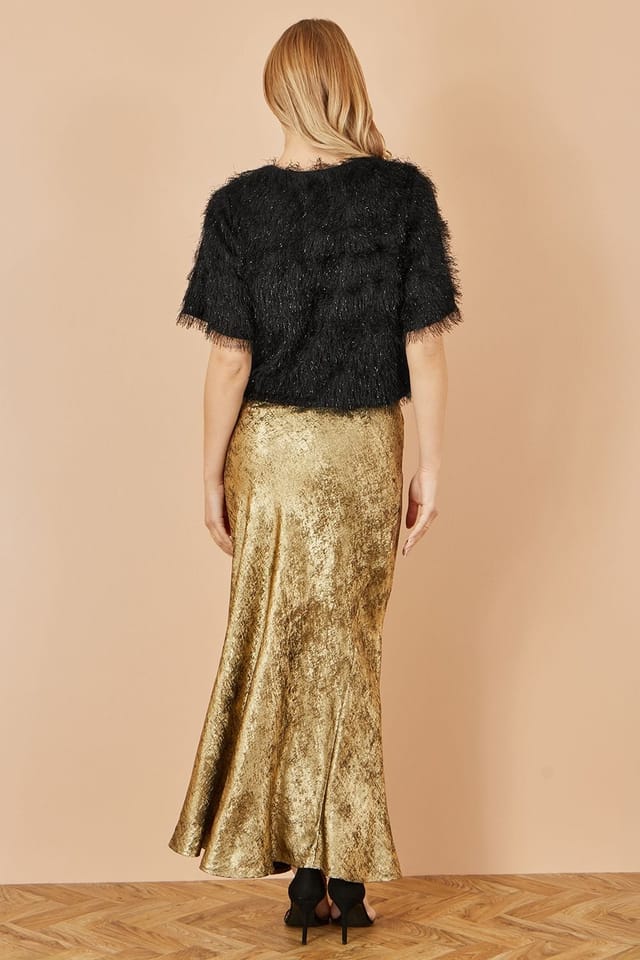 Yumi Yumi Women's Gold Satin Midi Skirt - 3