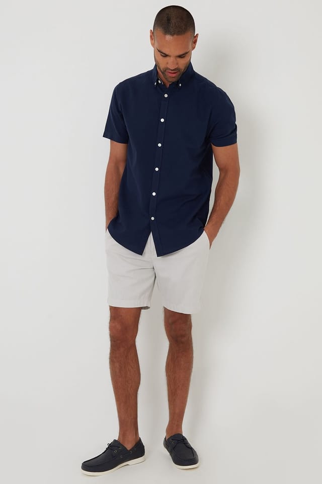 Threadbare Threadbare Men's Oxford Cotton 'Inferno' Short Sleeve Shirt in Navy - 3
