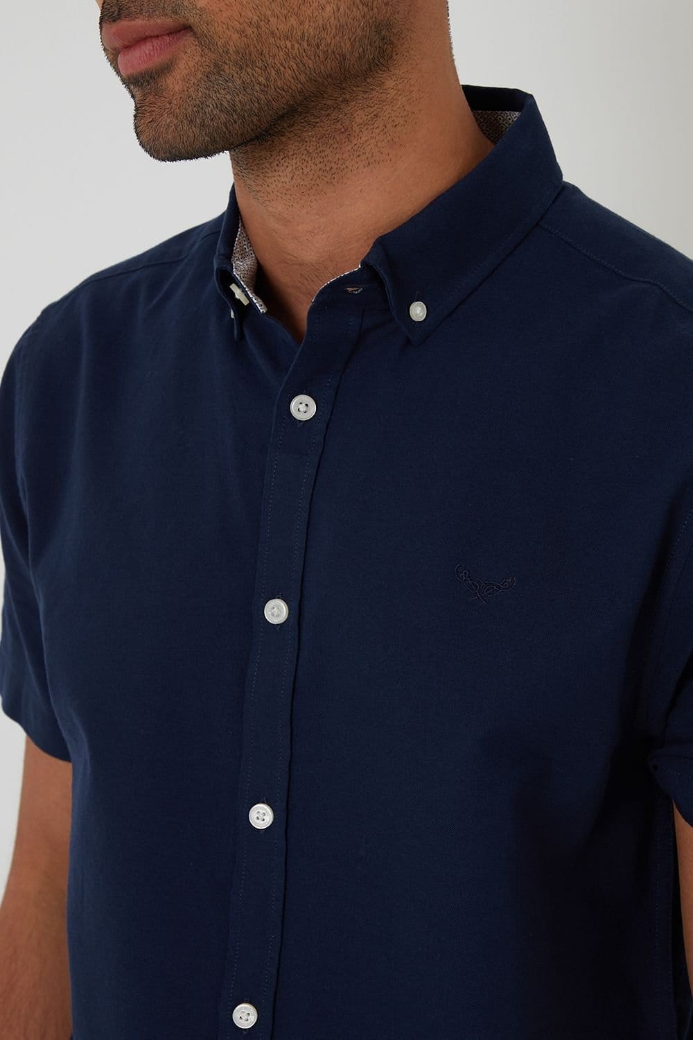Threadbare Threadbare Men's Oxford Cotton 'Inferno' Short Sleeve Shirt in Navy - 4