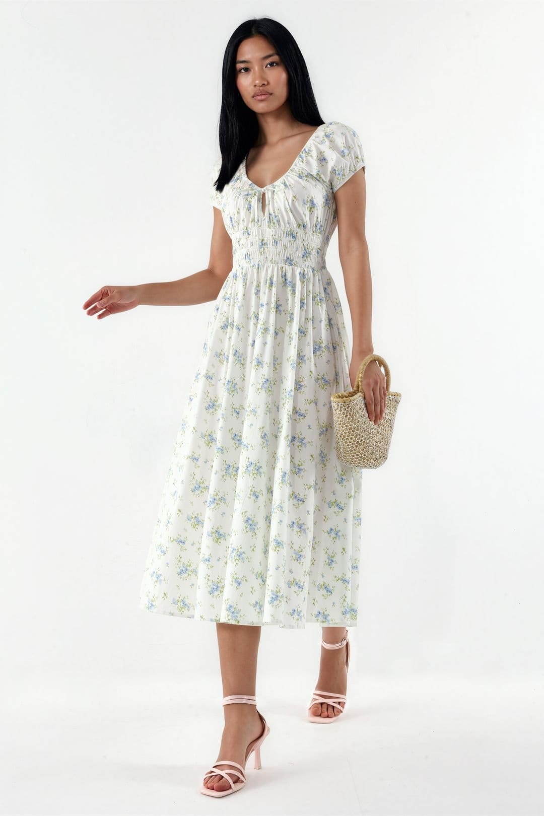 Busem Women's Floral Cotton Poplin Midi Dress