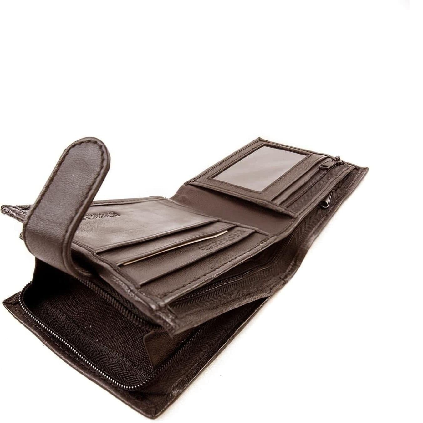 Woodland Leathers Woodland Leathers Men's Men's RFID Leather Wallet with Zip Coin Pocket in Brown