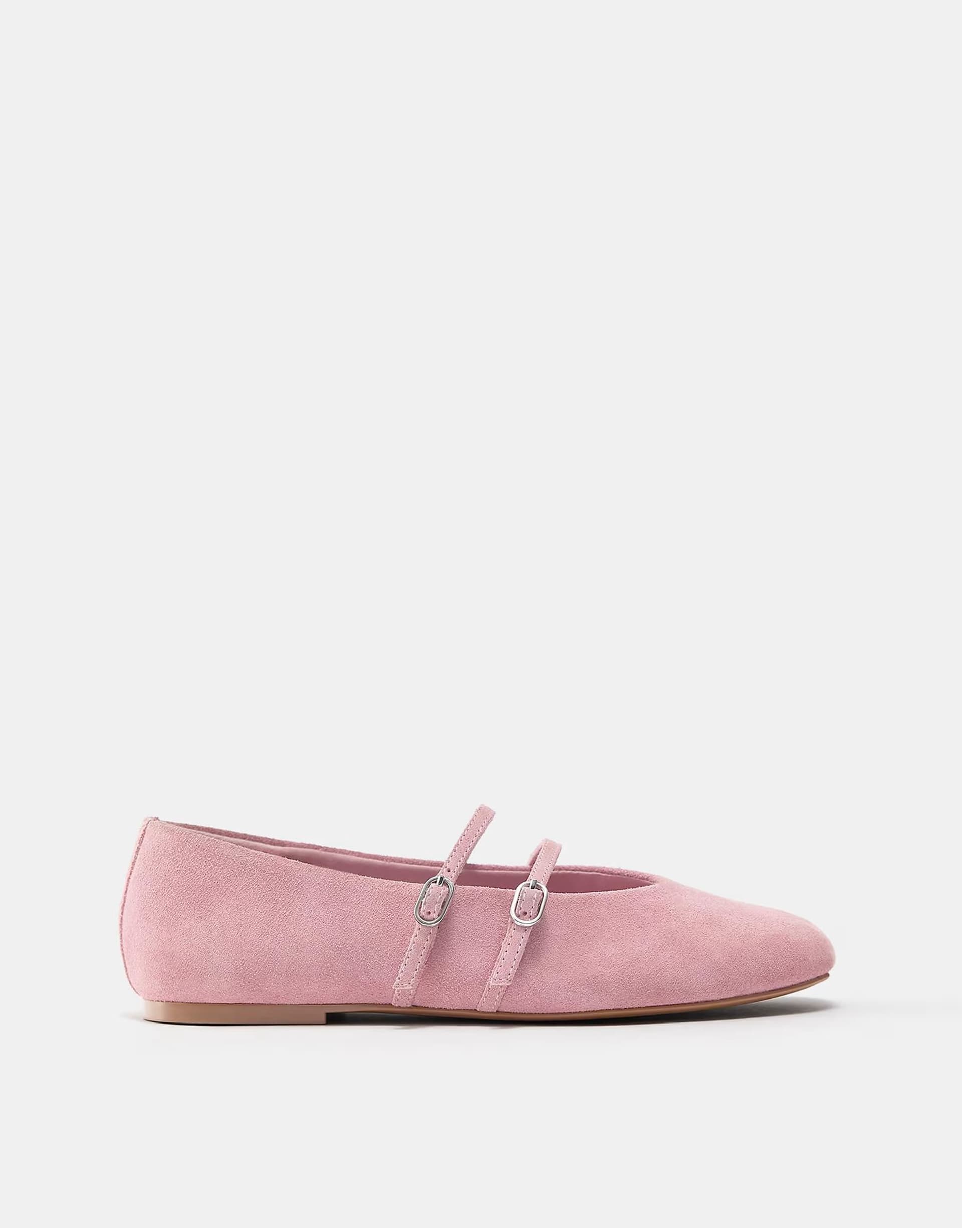 ASOS ASOS Pink Leather Strap Ballerinas