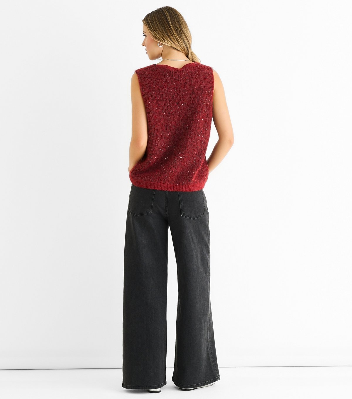 Gini London Women's Red Sparkle Knit Vest Gini London New Look - 4
