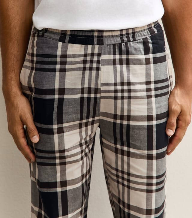Only and Sons Men's Stone Checked Relaxed Pyjama Trousers Only and Sons New Look - 3