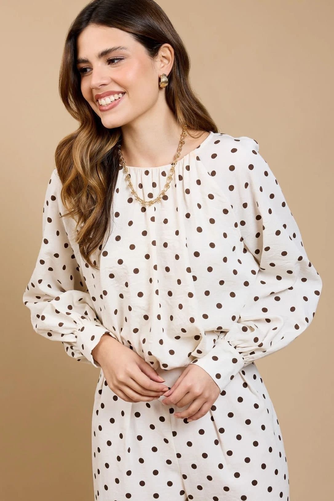 Little Mistress Little Mistress Cream Polka Dot Balloon Top