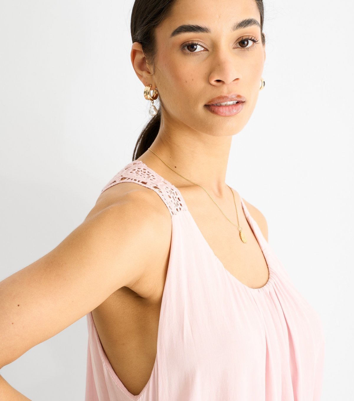 Gini London Women's Pink Crochet Layered Mini Dress Gini London New Look - 2