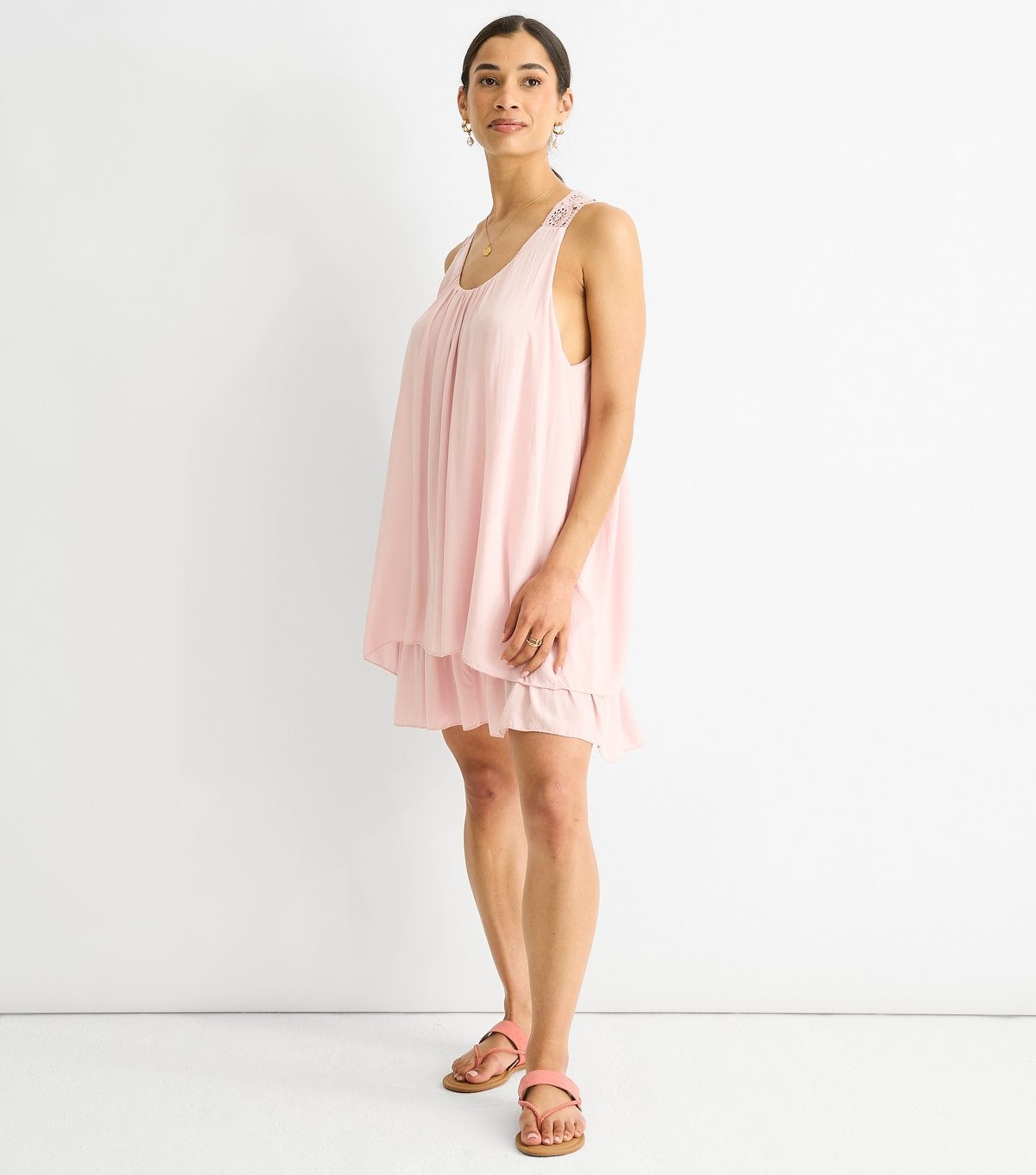 Gini London Women's Pink Crochet Layered Mini Dress Gini London New Look - 3