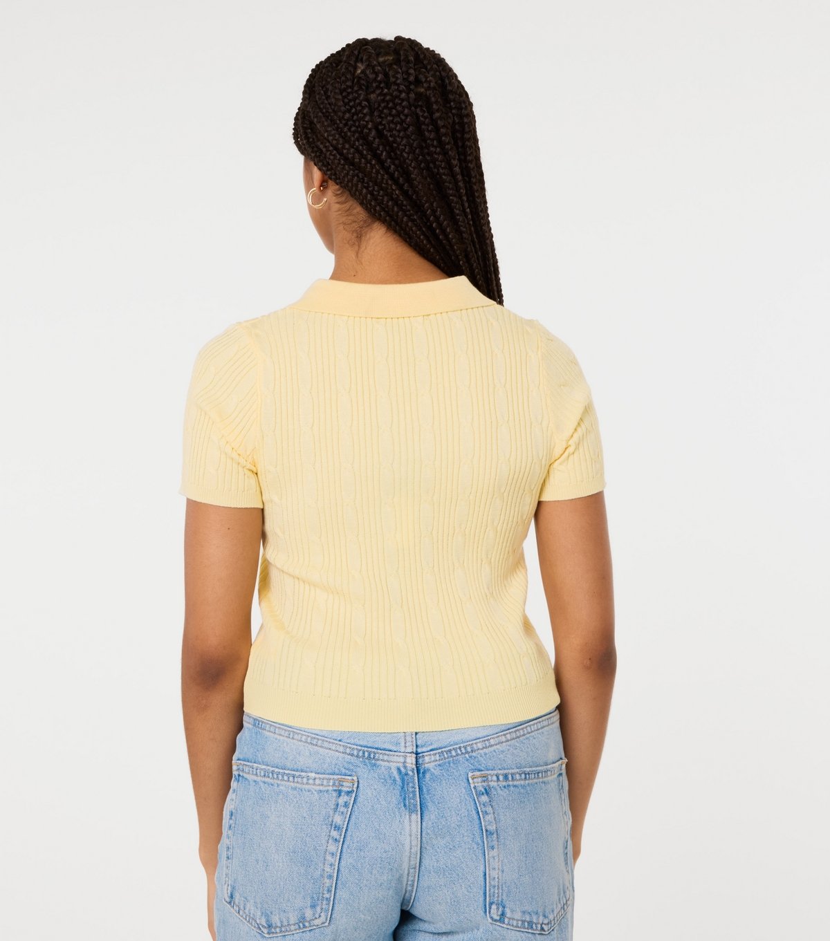 Pink Vanilla Women's Light Yellow Teddy Cable Knit Top Pink Vanilla New Look - 4