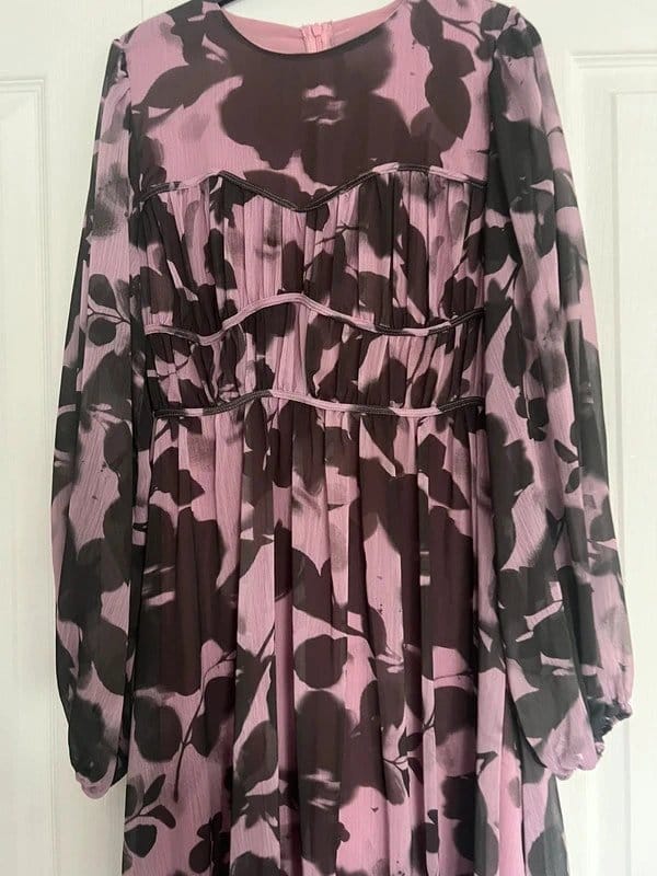 ASOS Design Pink and Black Tiered Chiffon Maxi Dress
