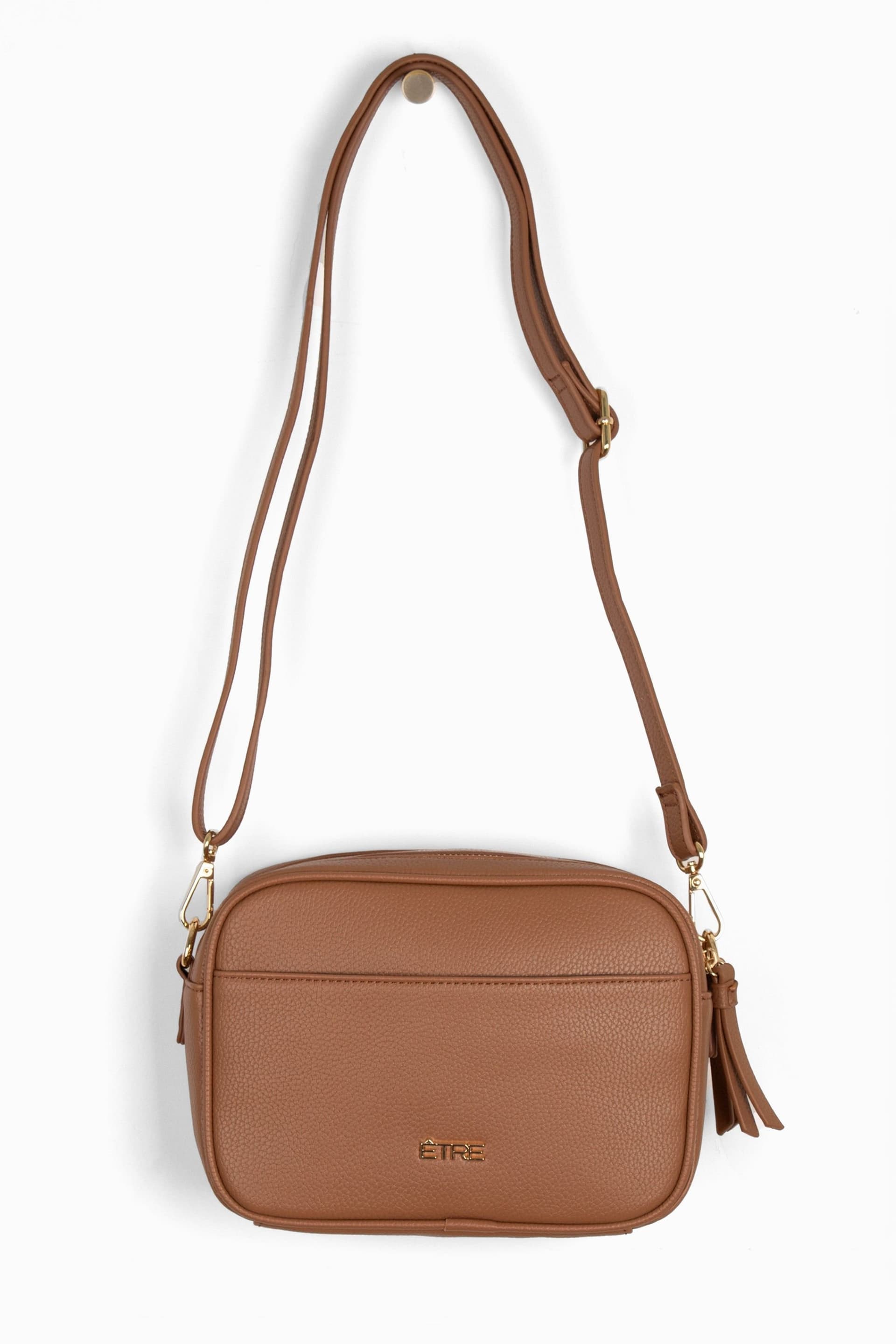 Etre Etre Tan Pebbled Faux Leather Crossbody Bag
